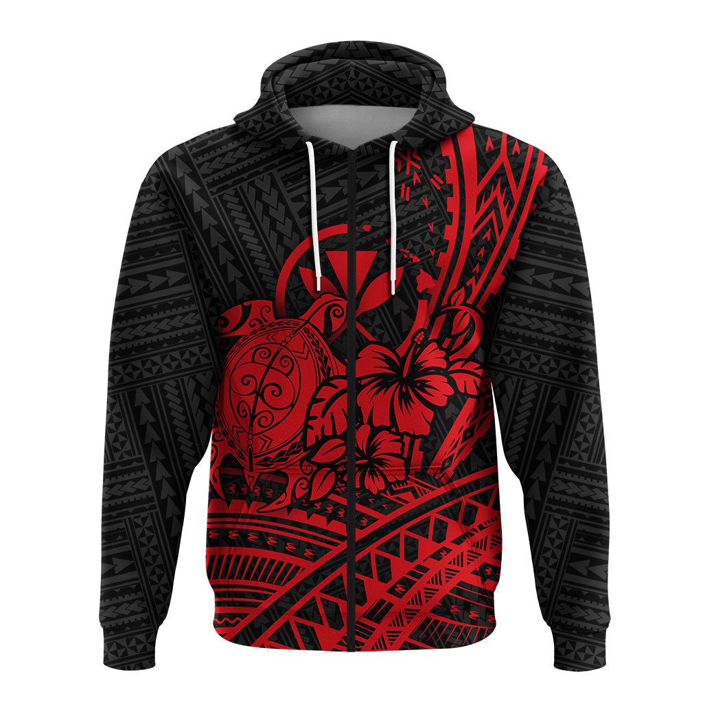 Kids pullover hoodie with dark gray geometric texture and red hibiscus turtle design