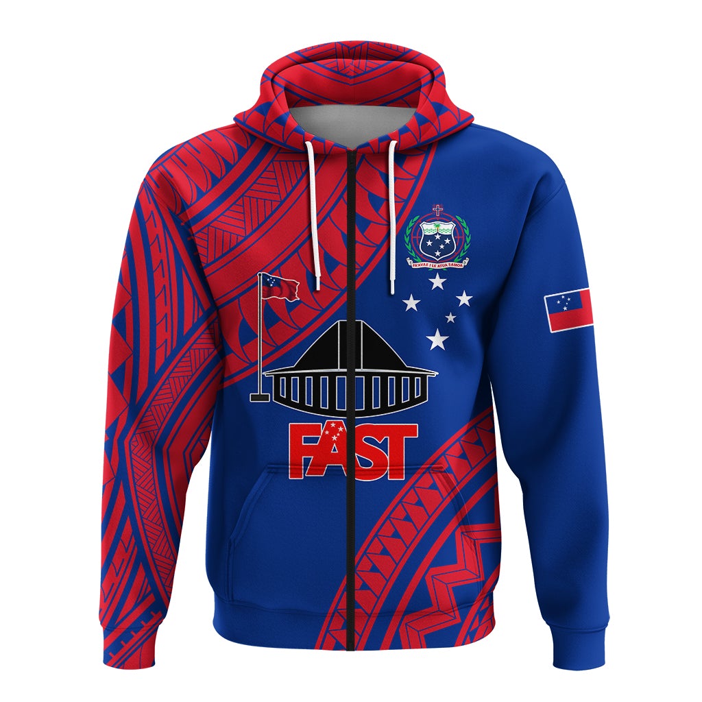 F.A.S.T Samoa Zip Up Hoodie Samoan Pattern LT12 - Wonder Print Shop