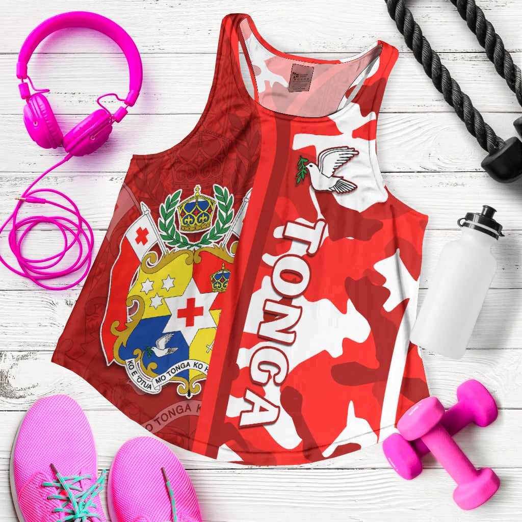 Tonga Unique Women Racerback Tank Camouflage with Tongan Pattern LT13 - Wonder Print Shop