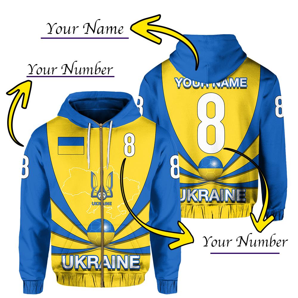 Custom Ukraine Football 2021 Zip up Hoodie LT20 - Wonder Print Shop