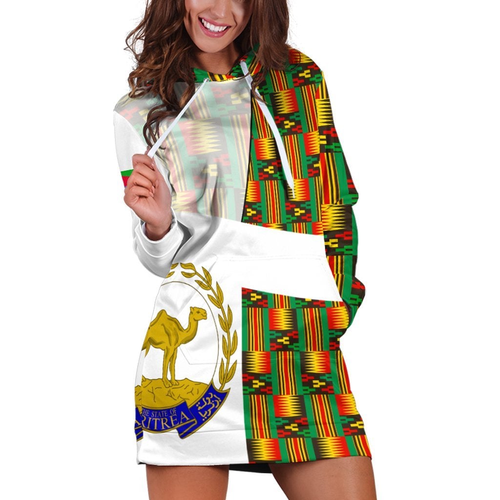 Eritrea Hoodie Dress Kente Pattern LT13 - Wonder Print Shop