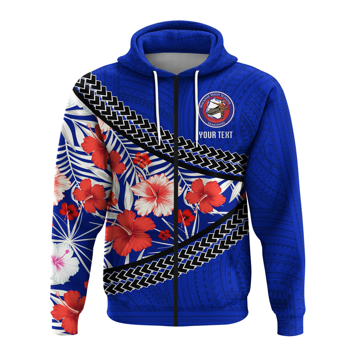 Custom Waianae High School Zip up Hoodie Hawaiian Hibiscus Flowers LT20 - Wonder Print Shop