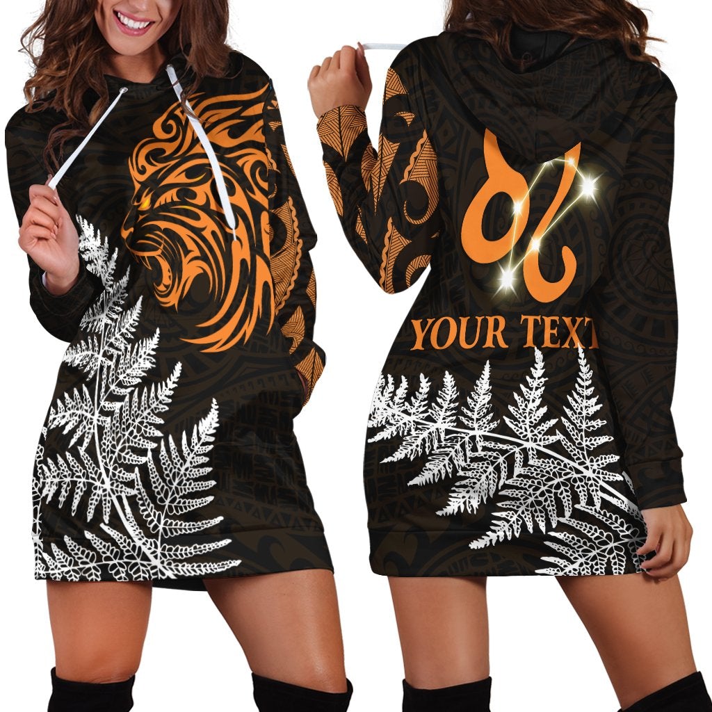 custom-personalised-leo-zodiac-style-maori-hoodie-dress-orange-lion