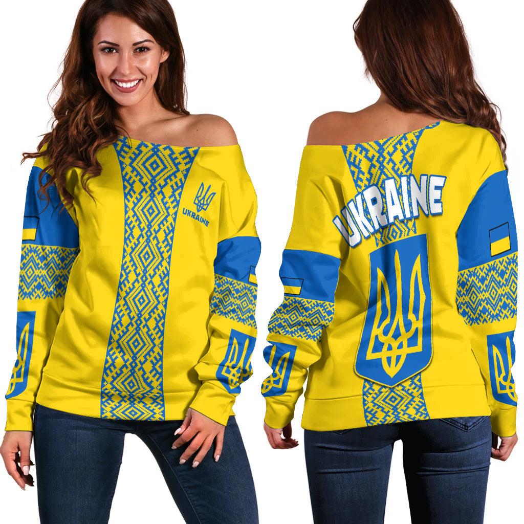 Ukraine Off Shoulder Sweater Ukrainian Pattern LT13 - Wonder Print Shop