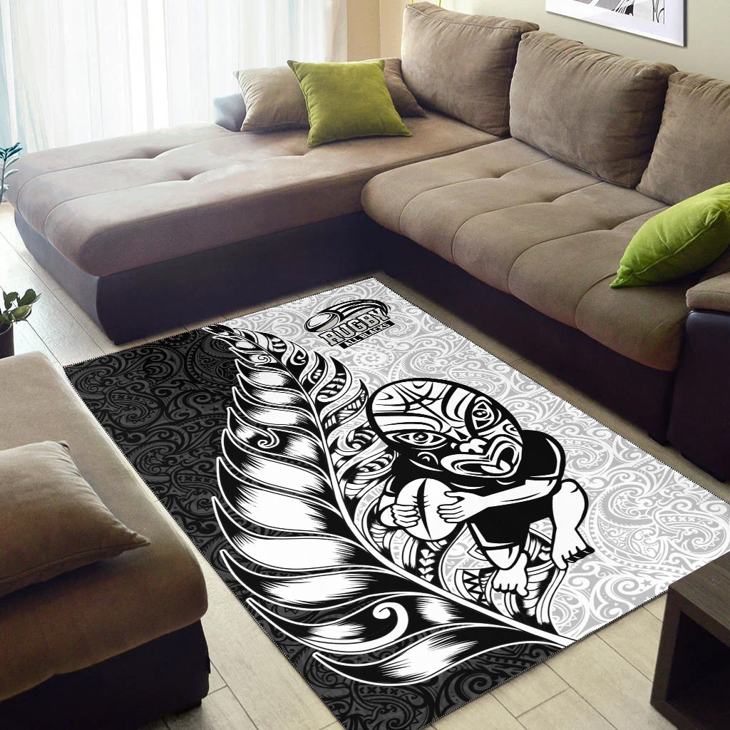 New Zealand Maori All Black Rugby Area Rug LT2 - Wonder Print Shop