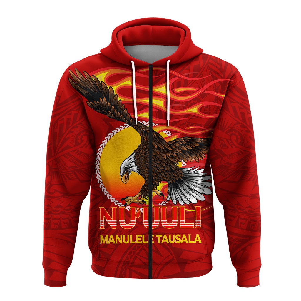American Samoa Zip Up Hoodie Nuuuli Manulele Tausala Eagle LT12 - Wonder Print Shop