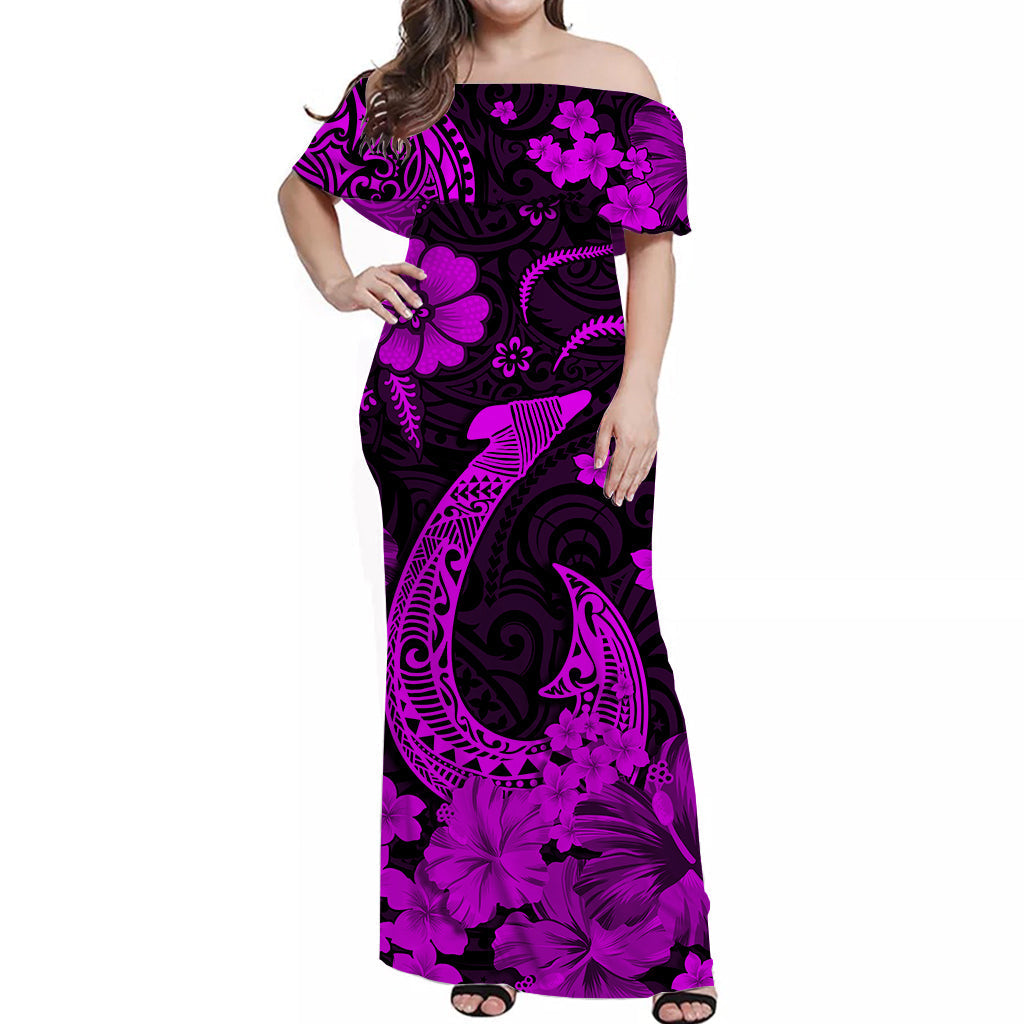hawaii-off-shoulder-long-dress-polynesia-purple-fish-hook