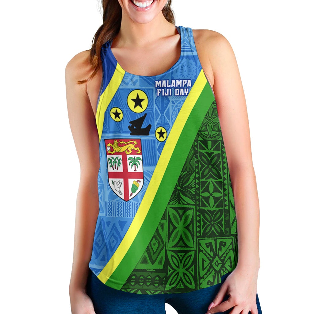 Vanuatu Malampa Fiji Day Women Racerback Tank Combine Flag Design LT4 - Wonder Print Shop