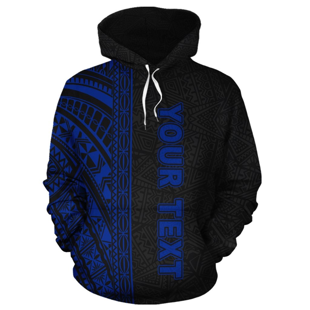 Custom Polynesian Hoodie - Black Blue Poly Line - Wonder Print Shop