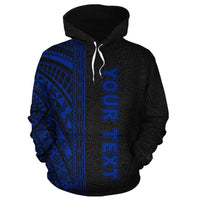 Custom Polynesian Hoodie - Black Blue Poly Line - Wonder Print Shop