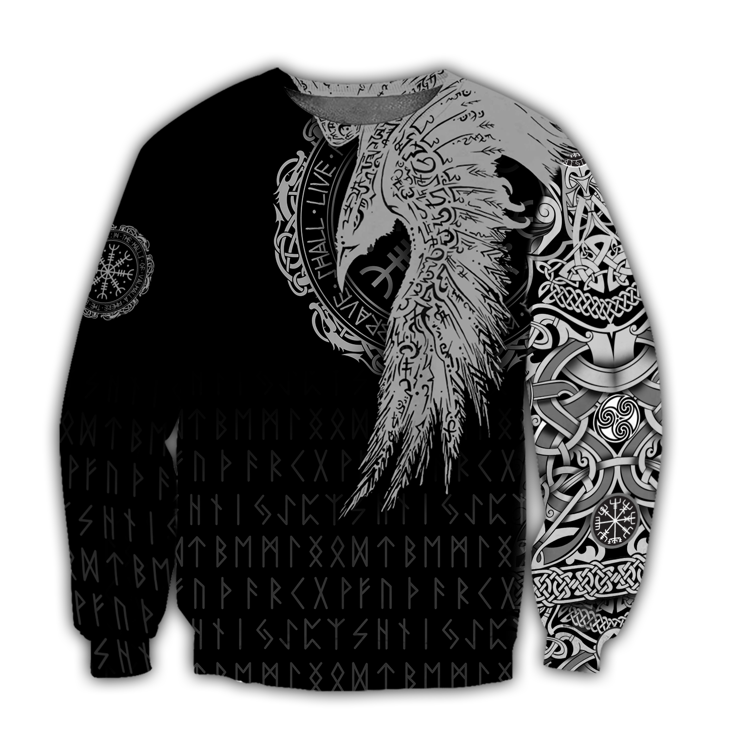 Viking Clothing Viking Raven Tattoo Sweatshirt RLT12 - Wonder Print Shop
