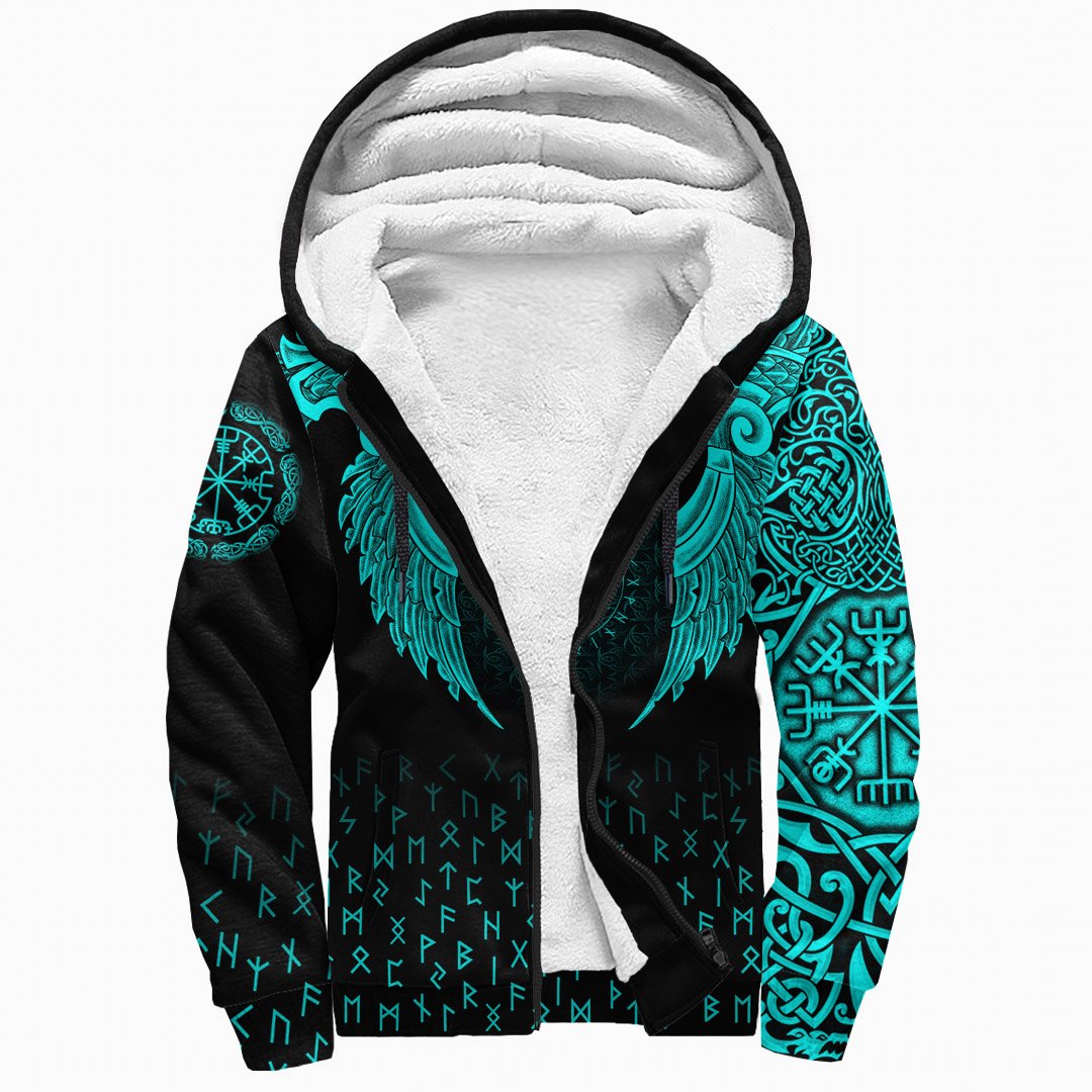 Viking Sherpa Hoodie - Nordic Raven Tattoos RLT12 - Wonder Print Shop