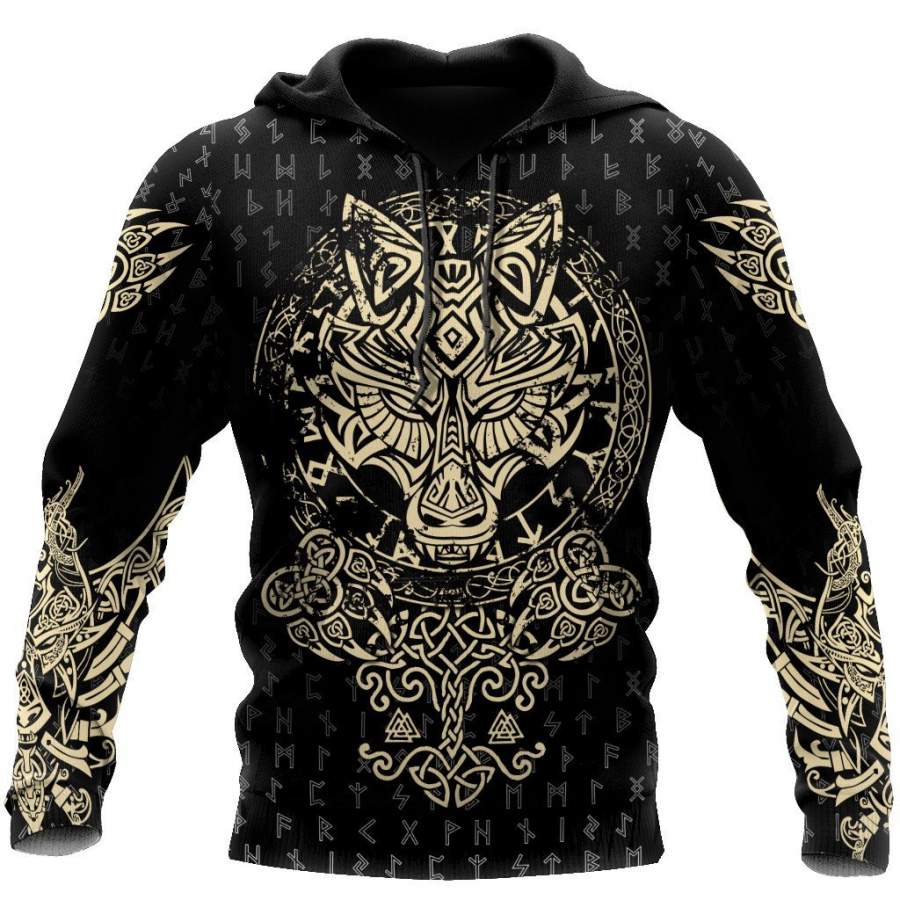 Viking Clothing Viking Wolf Fenrir Hoodie RLT12 - Wonder Print Shop