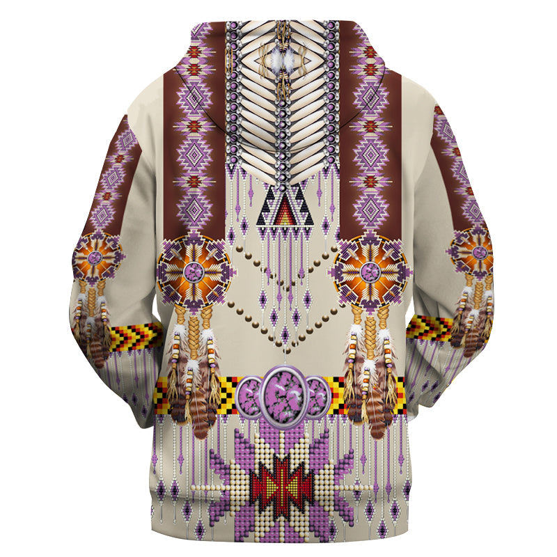 Native American Purple Pattern Breastplate 3D Hoodie LT10 - Wonder Print Shop