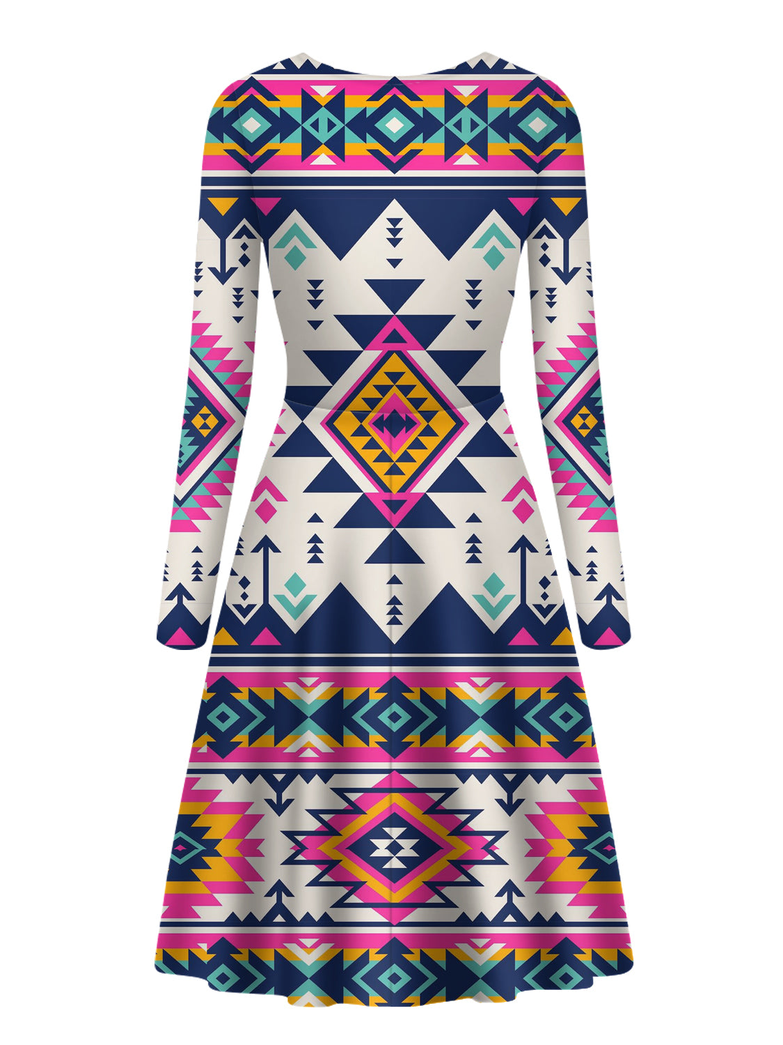 pink-pattern-native-american-long-sleeve-dress