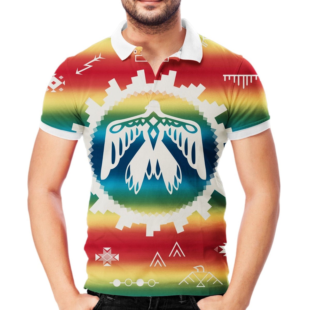 Thunderbird Rainbow Native American Polo T Shirt 3D LT10 - Wonder Print Shop