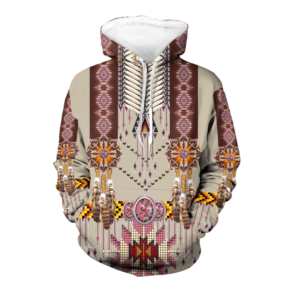 Native American Pink Pattern Breastplate 3D Hoodie LT10 - Wonder Print Shop
