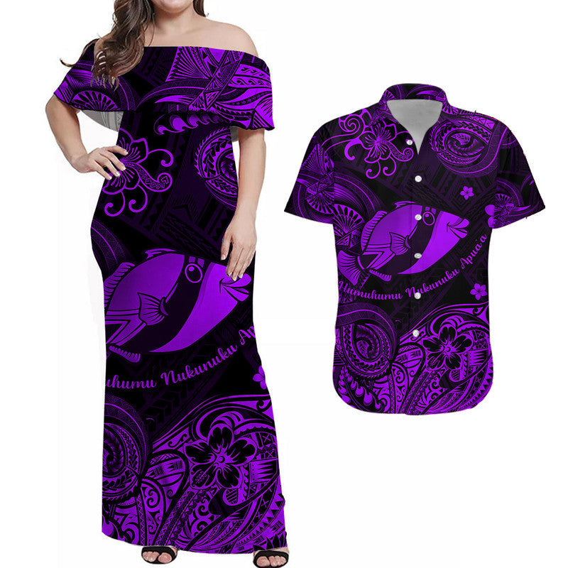 Hawaii State Fish: Humuhumu Nukunuku Apuaa Polynesian Matching Hawaiian Outfits For Couples Unique Style - Purple LT8 - Wonder Print Shop