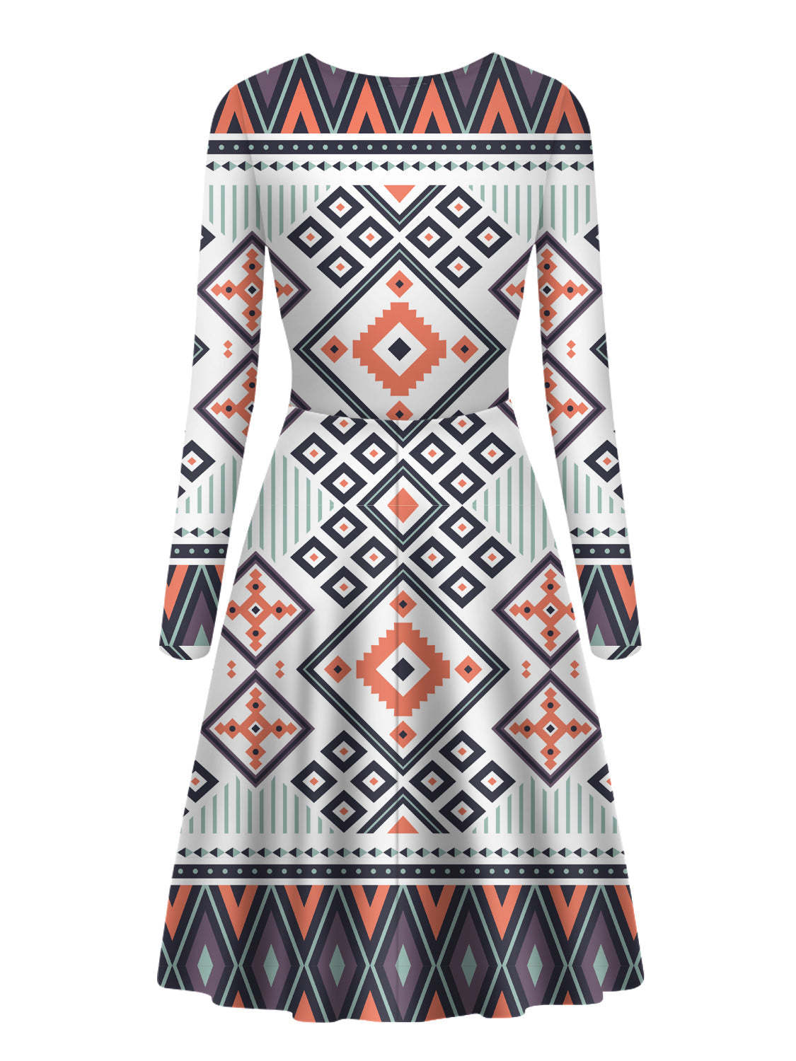 native-american-purple-design-long-sleeve-dress