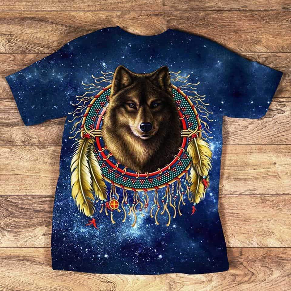 Native American Wolf Head Dream Catcher 3D T Shirt LT10 - Wonder Print Shop