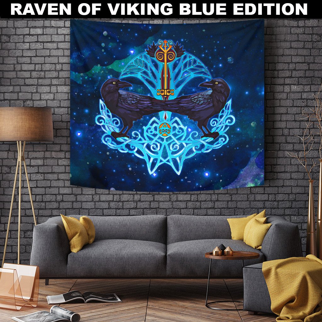 Viking Tapestry - Raven Of Viking Blue Edition RLT12 - Wonder Print Shop