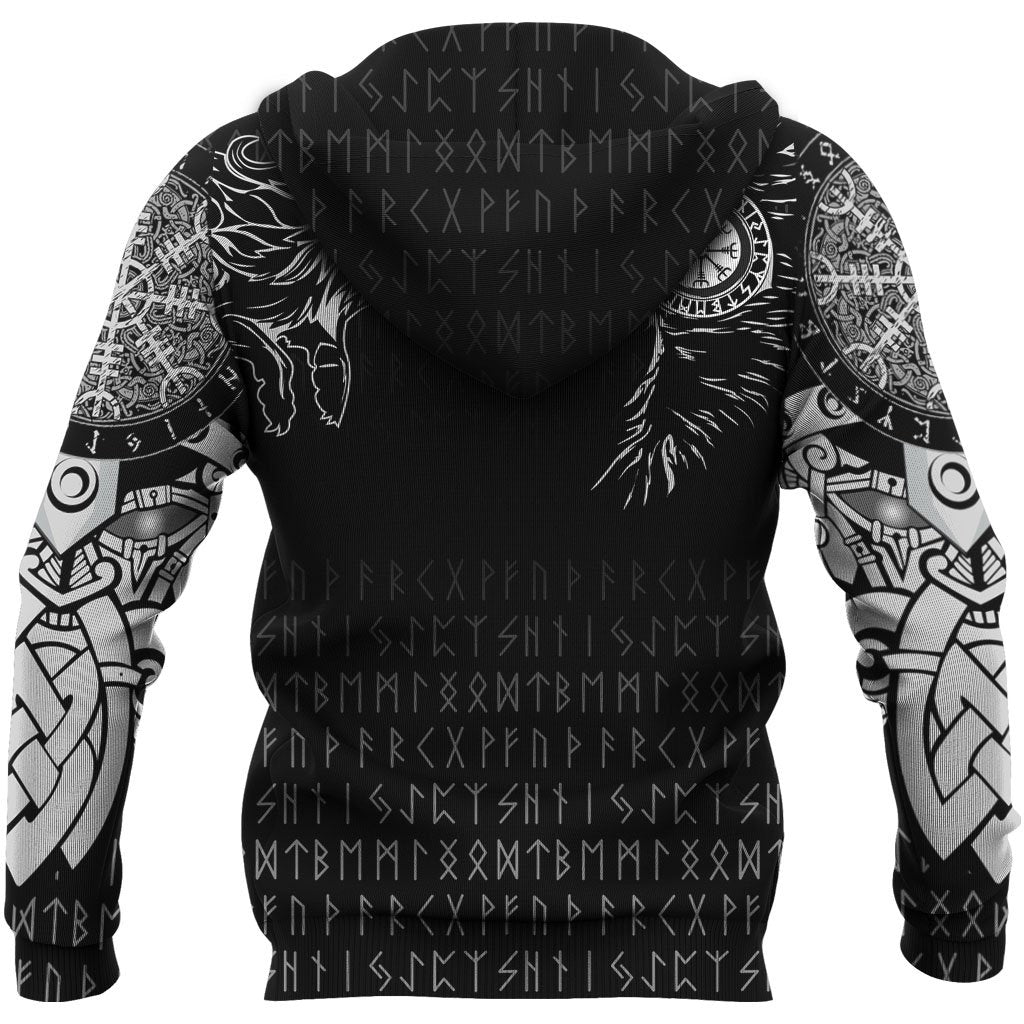 Viking Hoodie Raven and Wolf Special Tattoo RLT12 - Wonder Print Shop