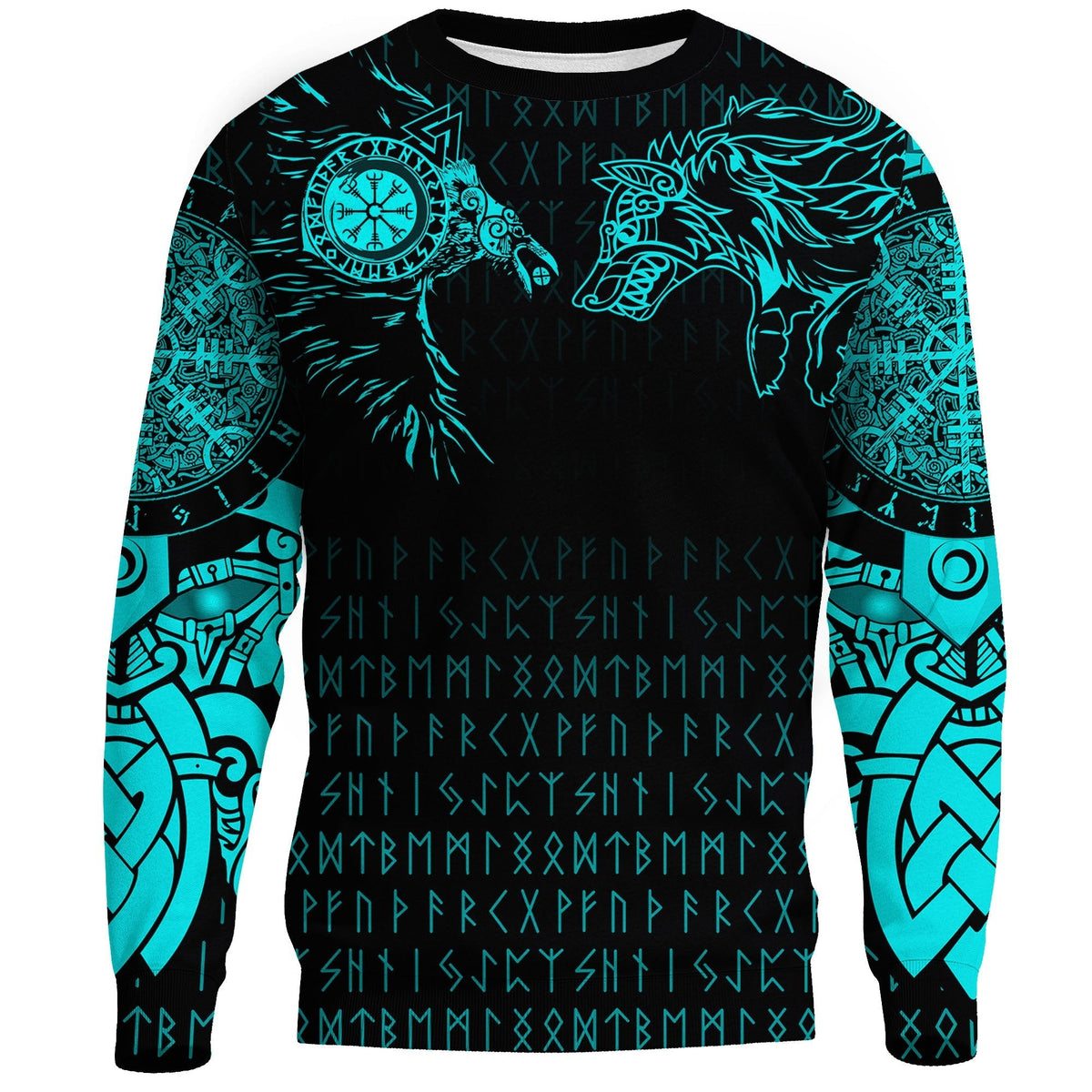 Viking Sweatshirt - Raven and Wolf Special Tattoo RLT12 - Wonder Print Shop
