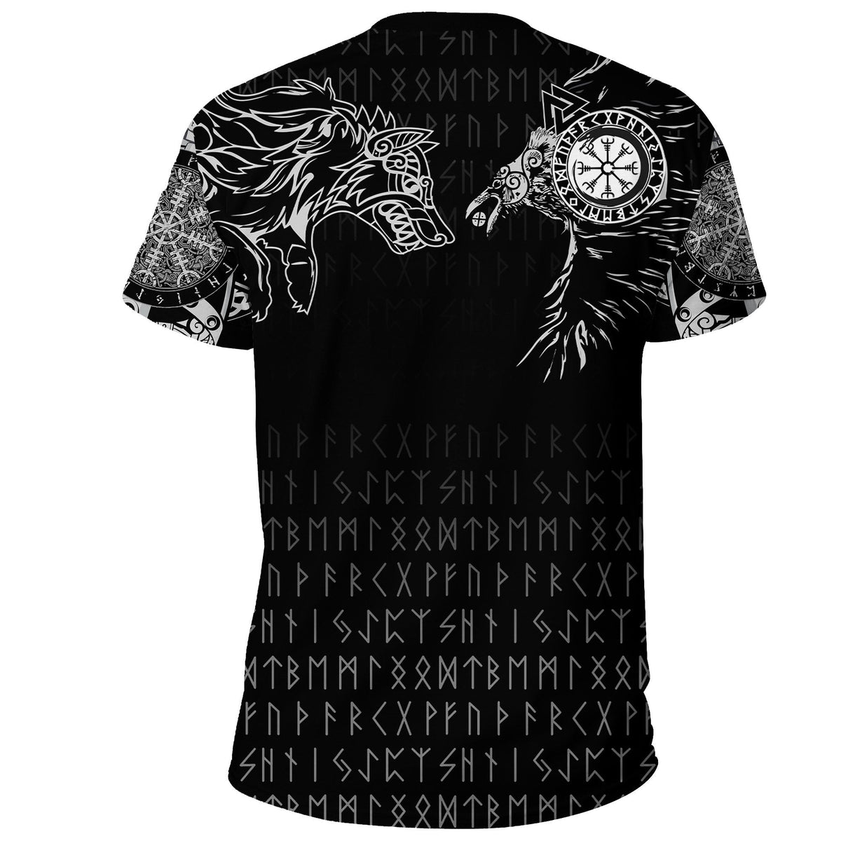 Viking T Shirt Raven and Wolf Special Tattoo RLT12 - Wonder Print Shop