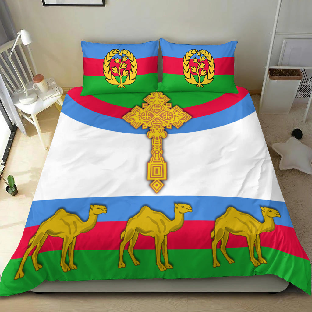 Eritrea Bedding Set Cross Flag Camel White LT13 - Wonder Print Shop