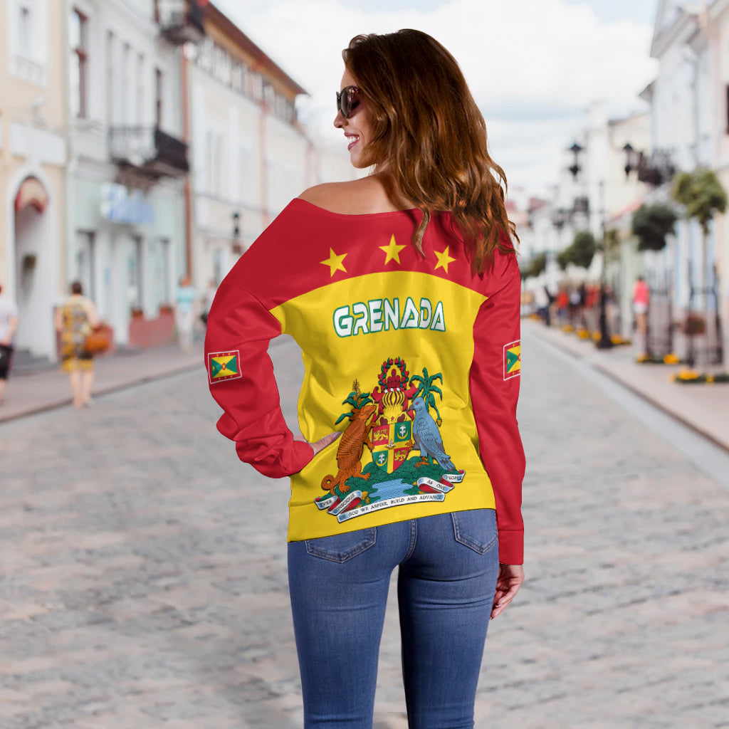 Grenada Women Off Shoulder Power Grenada Mix Coat of Arms LT13 - Wonder Print Shop