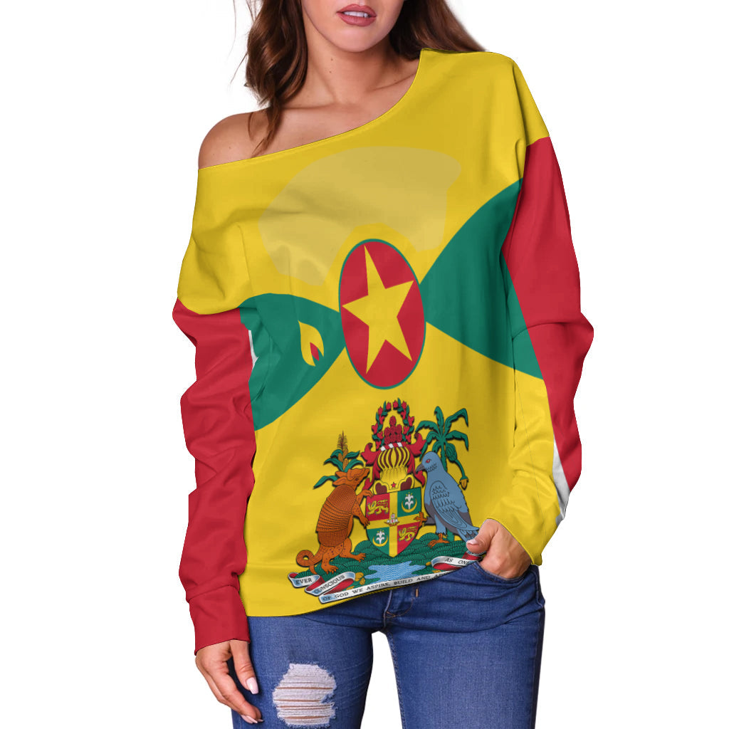 Grenada Women Off Shoulder Power Grenada Mix Coat of Arms LT13 - Wonder Print Shop