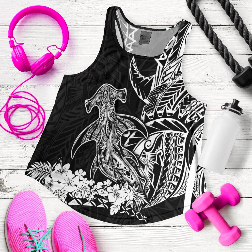 Hawaii Polynesian Women Racerback Tank Wild Hammerhead Sharks LT13 - Wonder Print Shop