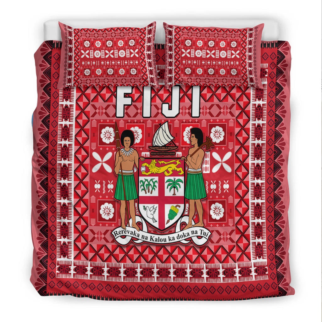 Fiji Bedding Set Pattern - Fijian Tapa Pattern Red LT13 - Wonder Print Shop
