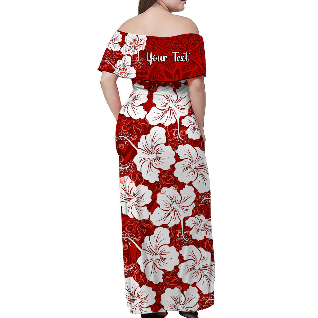 custom-personalised-hawaii-off-shoulder-long-dress-red-simple-tropical-flowers