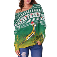 (Custom Personalised) South Africa Rugby Christmas Off Shoulder Sweater Proud Springboks LT13 - Wonder Print Shop