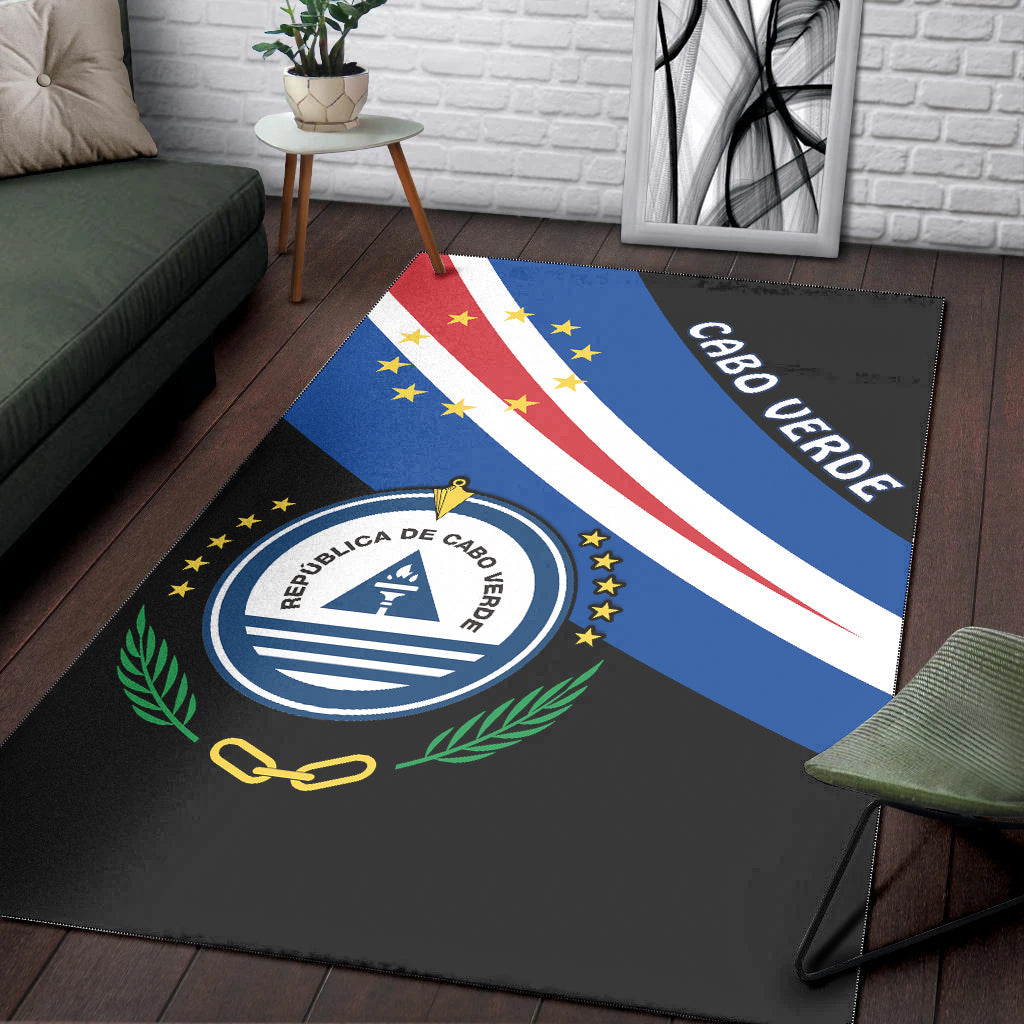 Cape Verde Area Rug Flag Version Black LT13 - Wonder Print Shop