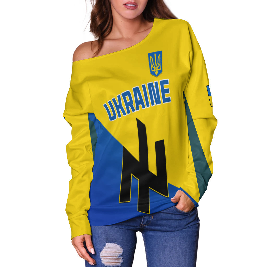 Ukraine Off Shoulder Sweater Style Flag Come on LT13 - Wonder Print Shop