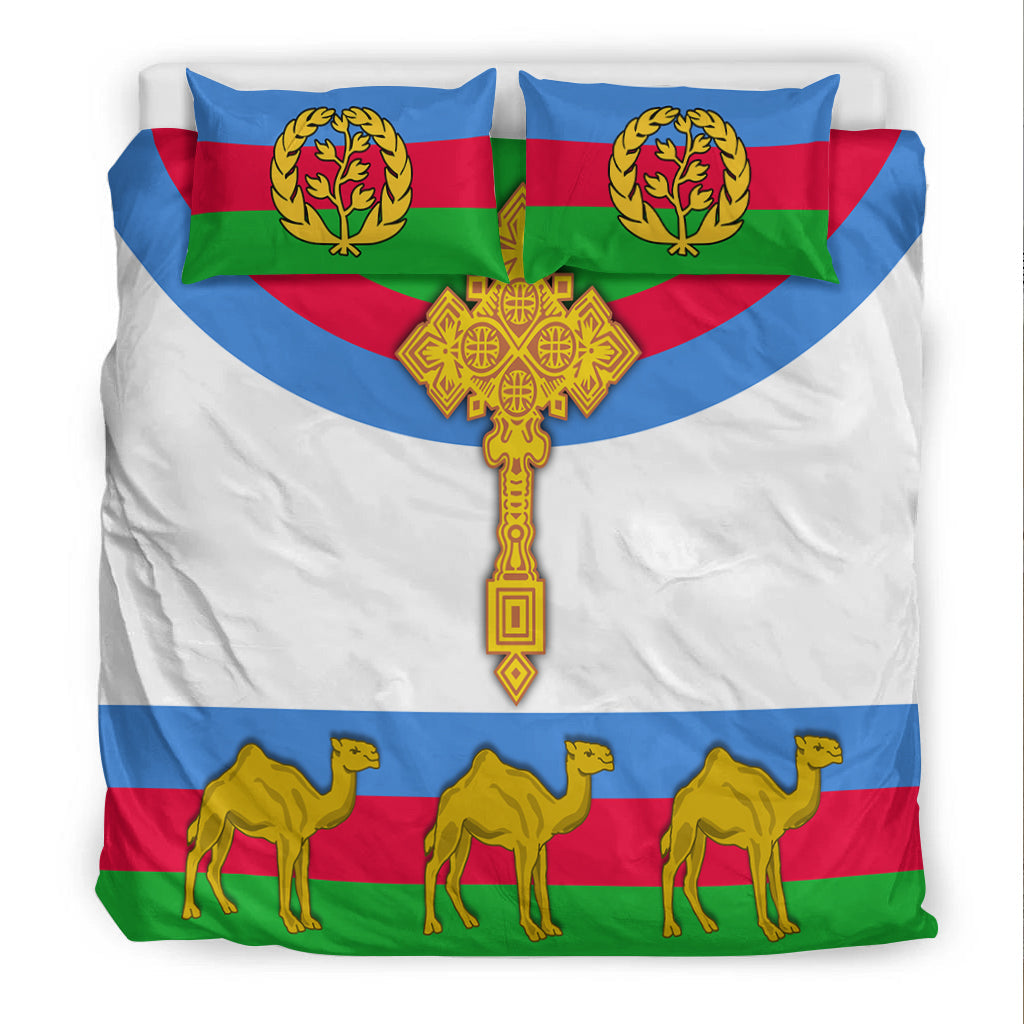 Eritrea Bedding Set Cross Flag Camel White LT13 - Wonder Print Shop