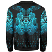 Viking Sweatshirt Vegvisir Mjolnir and Dragon Norse Tattoo RLT12 - Wonder Print Shop