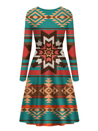 native-american-ethnic-ornament-seamless-pattern-long-sleeve-dress