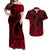 Polynesian Matching Hawaiian Outfits For Couples Hawaii Fish Hook Matching Hawaiian Shirt And Dress Unique Style - Red LT8 - Wonder Print Shop