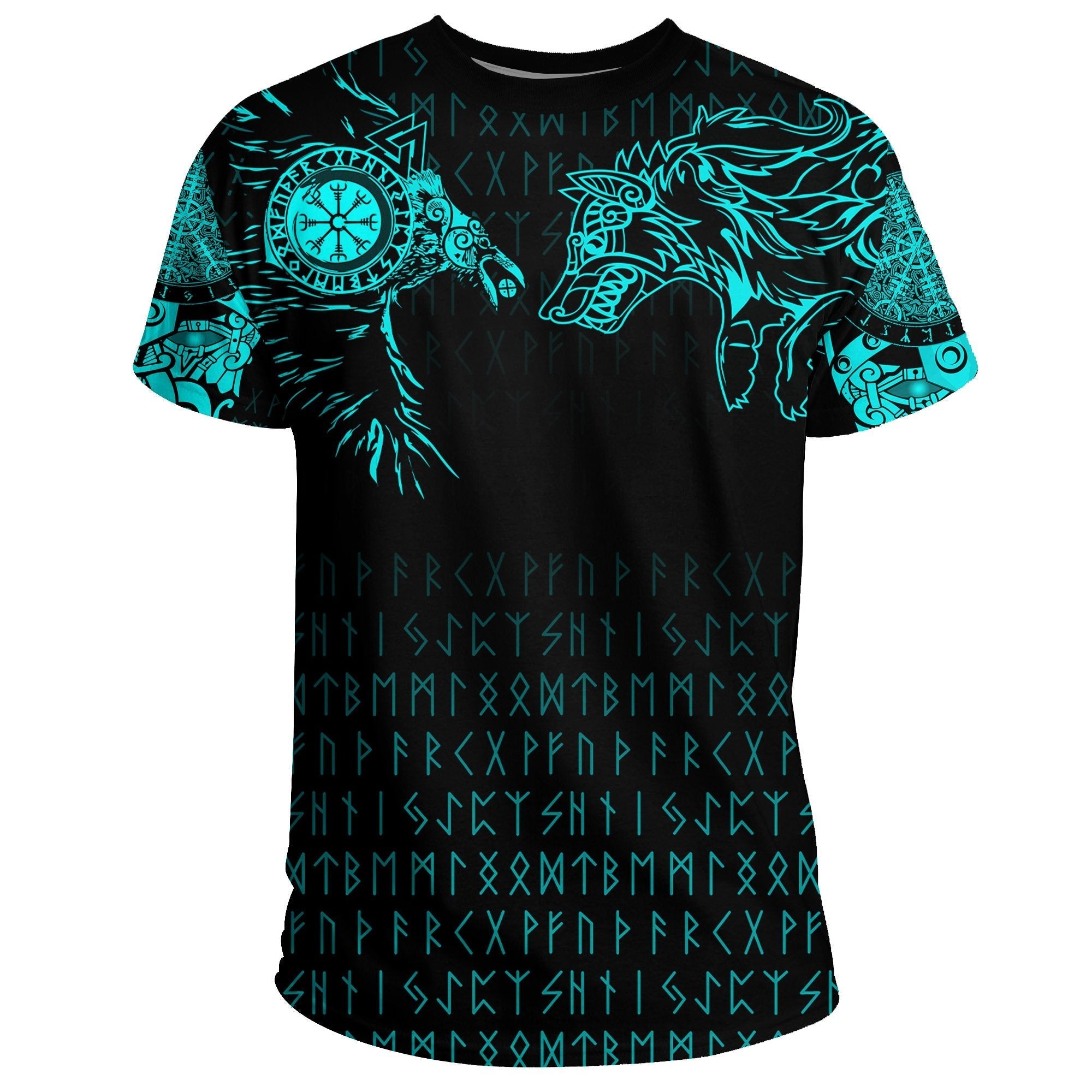 Viking T Shirt Raven and Wolf Special Tattoo RLT12 - Wonder Print Shop