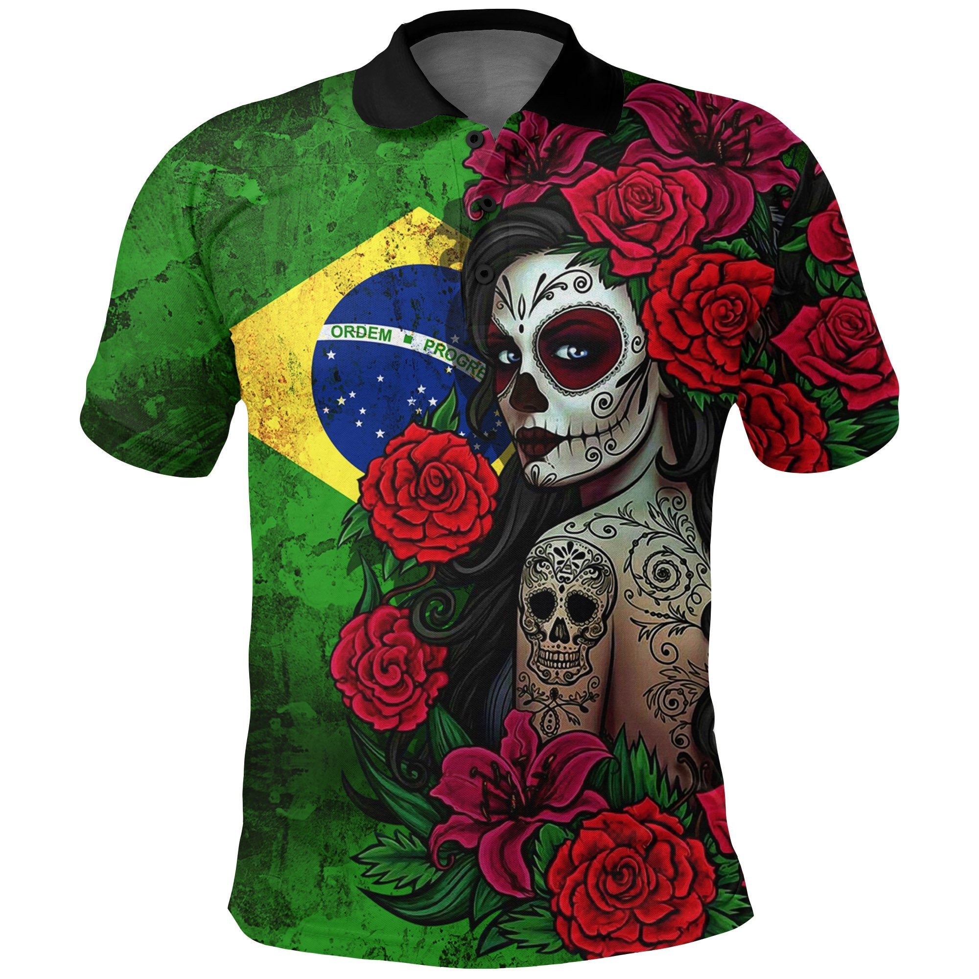 brazil-polo-shirt-sugar-skull-girl-and-roses-tattoo