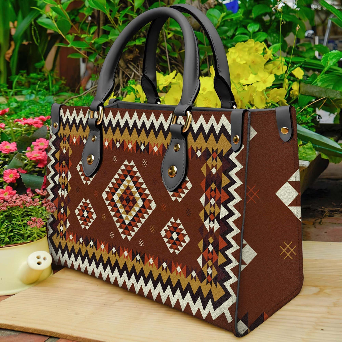 native-american-ethnic-geometric-brown-pattern-leather-bag