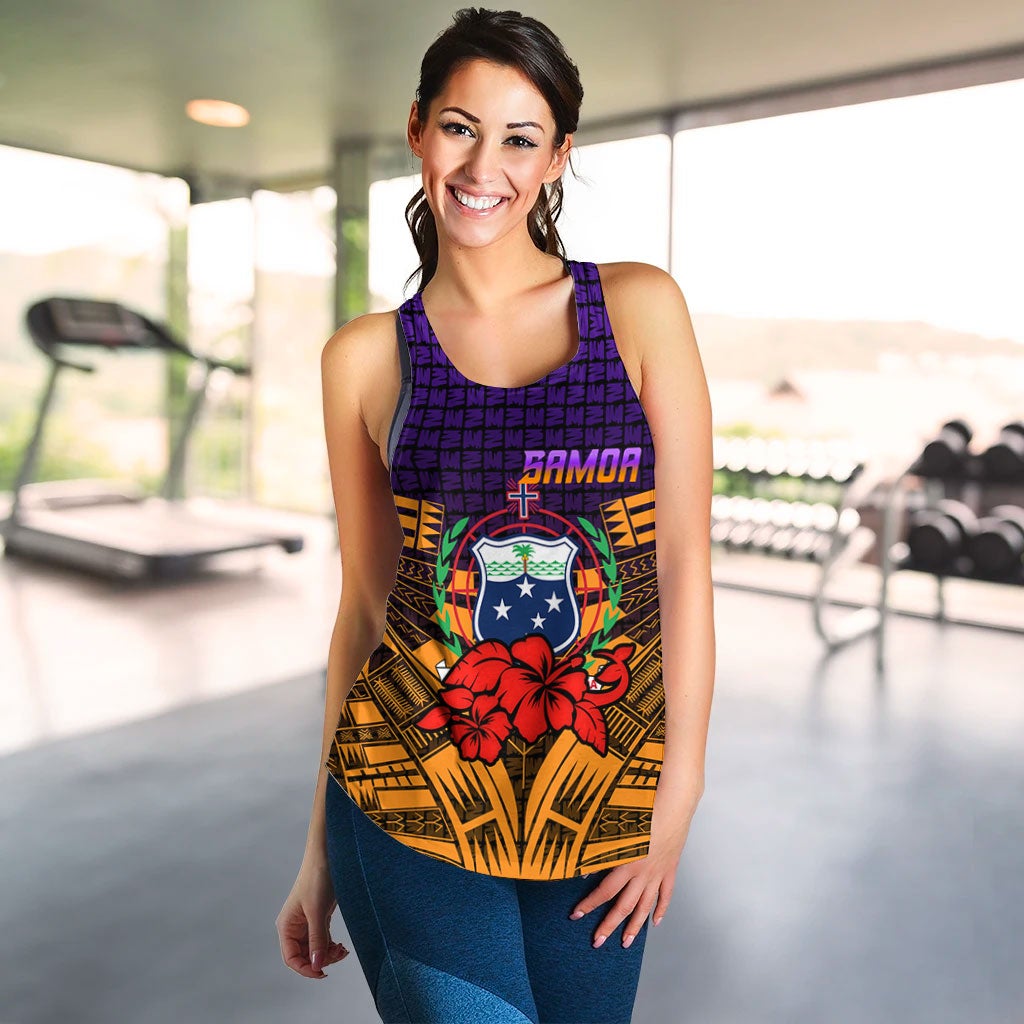 Samoa Women Tank Top Hibiscus With Tribal LT12 - Wonder Print Shop