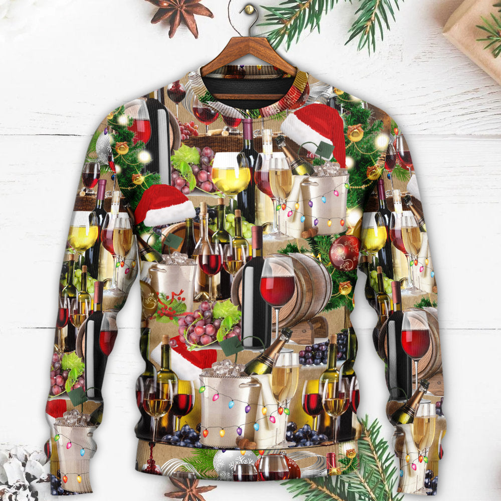 Christmas Wine For A Christmas Night Ugly Christmas Sweater - Wonder Print Shop