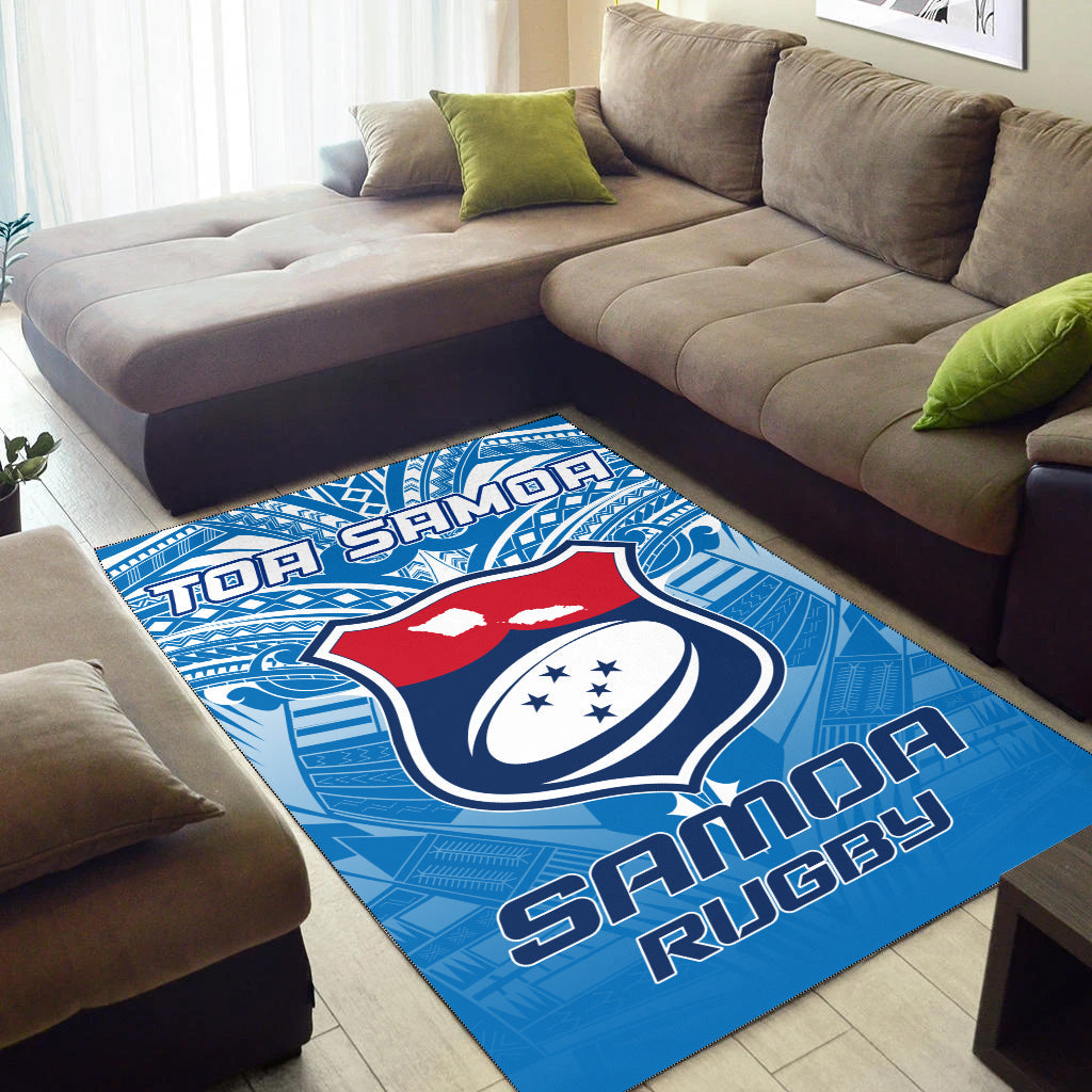 Samoa Rugby Toa Samoa Blue Style Area Rug LT2 - Wonder Print Shop