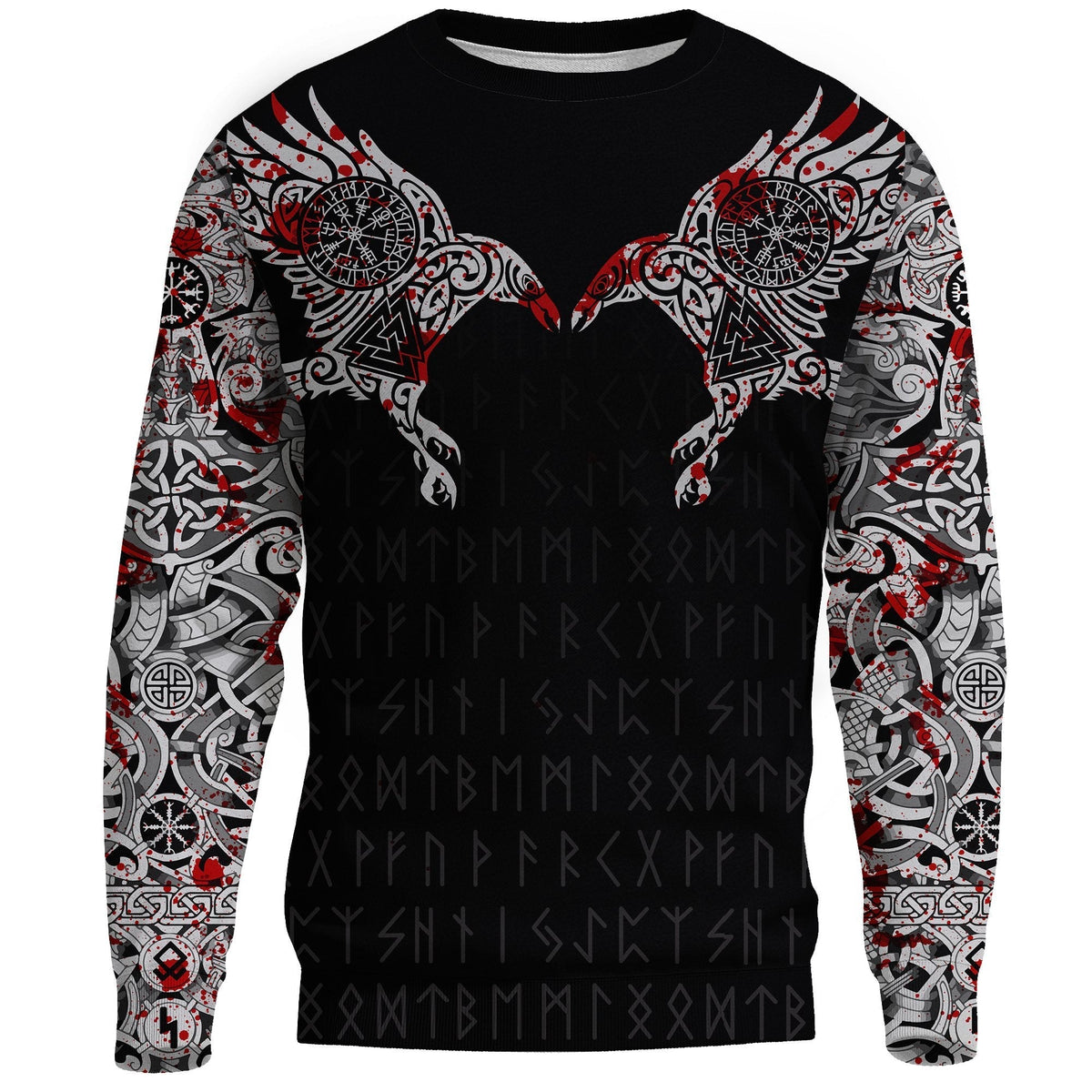 Viking Raven Tatoo Blood Ver 2 Sweatshirt A15 RLT12 - Wonder Print Shop
