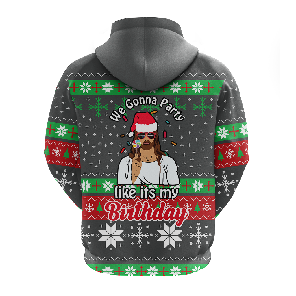 Christmas Jesus Birthday Party Ugly Pattern Hoodie LT12 - Wonder Print Shop