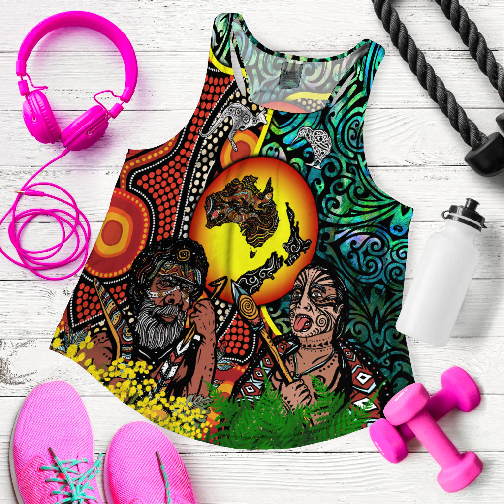 Australia Aboriginal Kangaroo Combine New Zealand Maori Kiwi Bird Women Tank Top LT2 - Wonder Print Shop